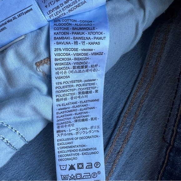 Levis 711 Womens Blue Denim Medium Wash Stretch Mid Rise Skinny Jeans Size 31 - Picture 8 of 10